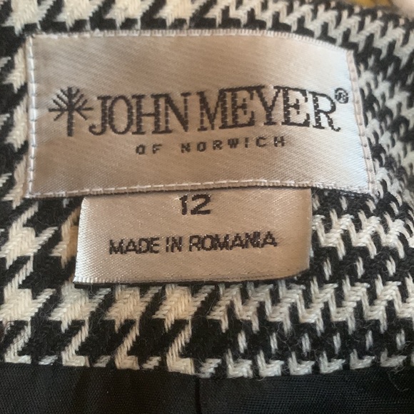 Vintage 80s Wool Blend Plaid Houndstooth Button Up Long Sleeve Collarless Blazer - Picture 16 of 16